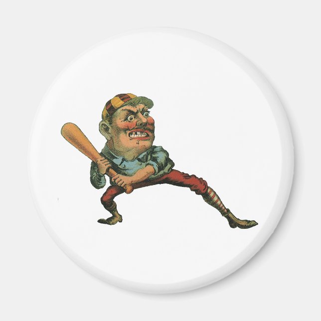 Vintage Sportarten, Angry Baseball Player Batter Magnet (Vorne)
