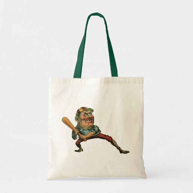 Vintage Sportarten, Angry Baseball Player Batter Tragetasche (Vorne)