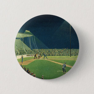 Vintage Sportarten, Baseballspiel nachts Button