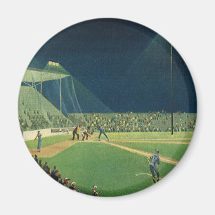 Vintage Sportarten, Baseballspiel nachts Magnet
