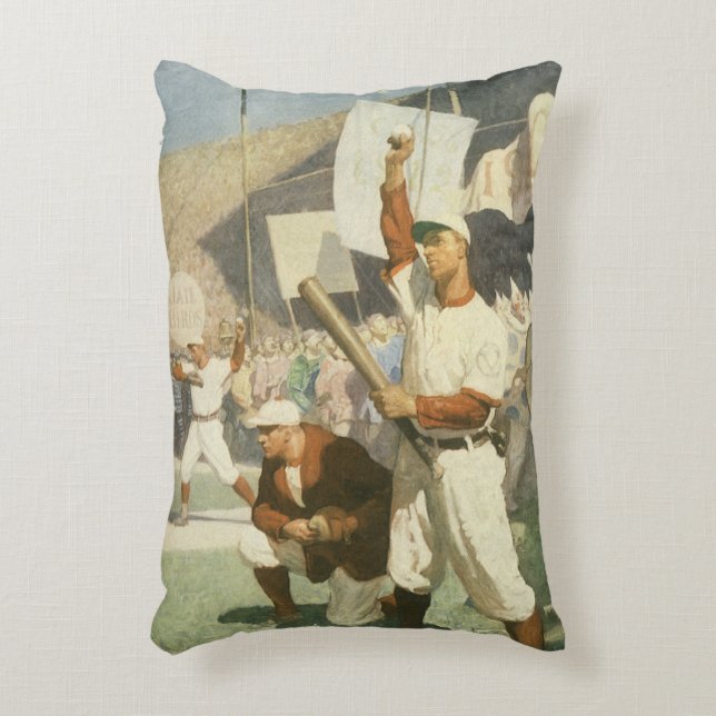 Vintage Sportarten, Baseballspieler Dekokissen (Vorderseite(Vertikal))