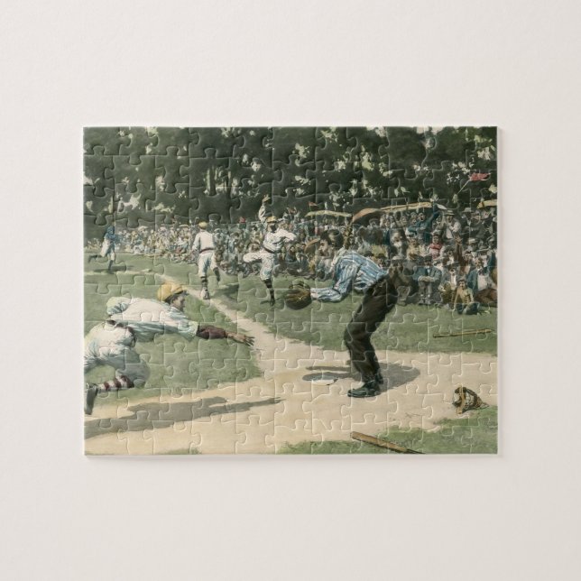 Vintage Sportarten, Baseballspieler, der in Zuhaus Puzzle (Horizontal)