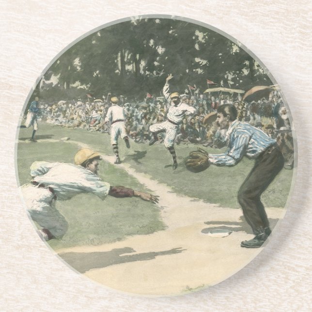 Vintage Sportarten, Baseballspieler, der in Zuhaus Untersetzer (Vorne)
