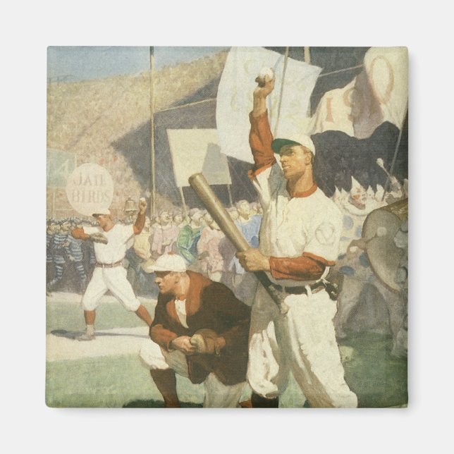 Vintage Sportarten, Baseballspieler Magnet (Vorne)