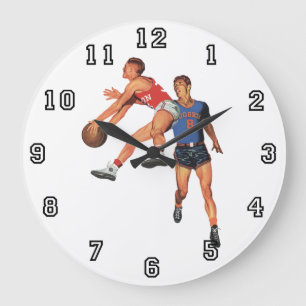 Vintage Sportarten, Basketball-Spieler im Spiel Große Wanduhr