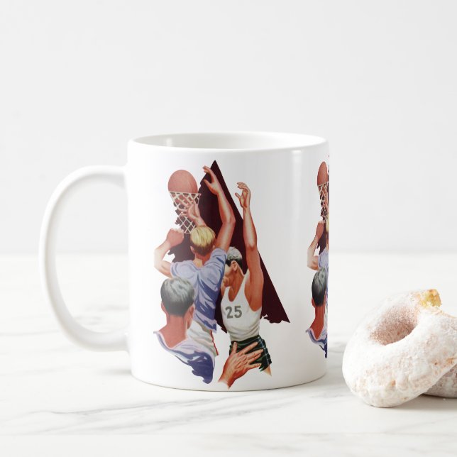 Vintage Sportarten, Basketball-Spieler im Spiel Kaffeetasse (Mit Donut)