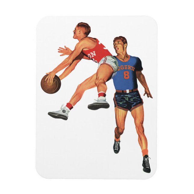 Vintage Sportarten, Basketball-Spieler im Spiel Magnet (Vertikal)