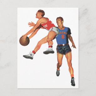Vintage Sportarten, Basketball-Spieler im Spiel Postkarte