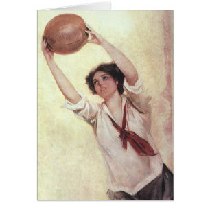 Vintage Sportarten, Basketballspielerin mit Ball