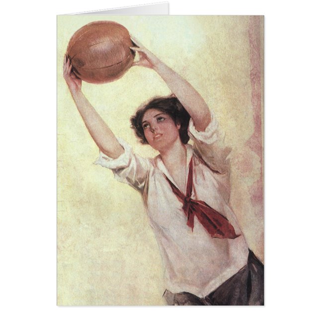 Vintage Sportarten, Basketballspielerin mit Ball (Vorne)