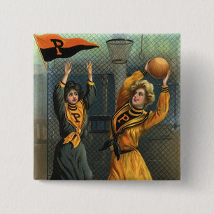 Vintage Sportarten, Frauenbasketballmannschaft bei Button