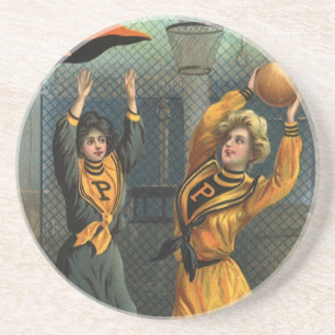 Vintage Sportarten, Frauenbasketballmannschaft bei Getränkeuntersetzer