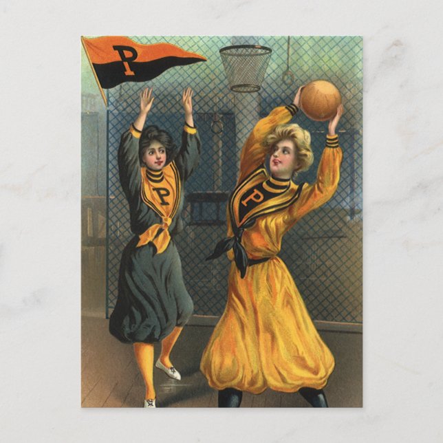 Vintage Sportarten, Frauenbasketballmannschaft bei Postkarte (Vorderseite)