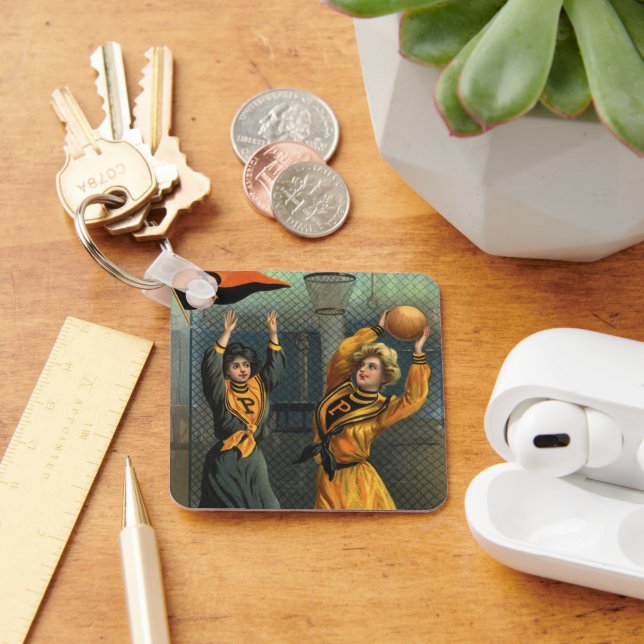 Vintage Sportarten, Frauenbasketballmannschaft bei Schlüsselanhänger (Schreibtisch)