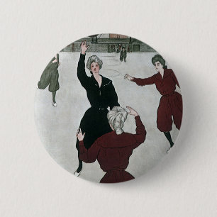 Vintage Sportarten, Frauenbasketballspieler im Spi Button