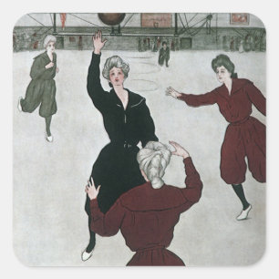 Vintage Sportarten, Frauenbasketballspieler im Spi Quadratischer Aufkleber