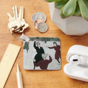 Vintage Sportarten, Frauenbasketballspieler im Spi Schlüsselanhänger