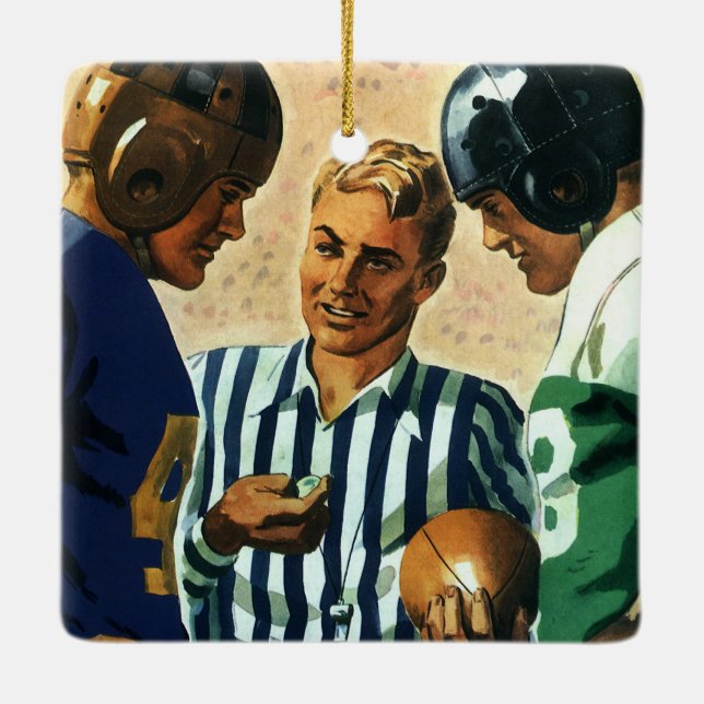 Vintage Sportarten, Fußball-Schiedsrichtermünzen Keramikornament (Rückseite)