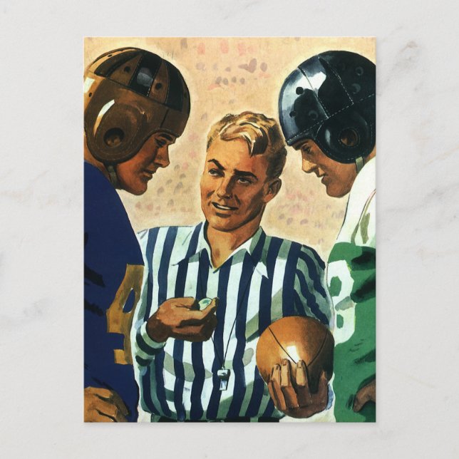 Vintage Sportarten, Fußball-Schiedsrichtermünzen Postkarte (Vorderseite)