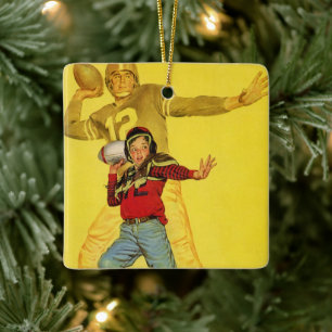 Vintage Sportarten, Junge als zukünftige Fußball Q Keramikornament