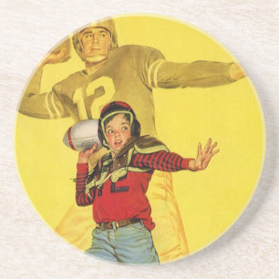 Vintage Sportarten, Junge als zukünftige Fußball Q Untersetzer