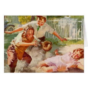 Vintage Sportarten, Kinder spielen Stickball Baseb