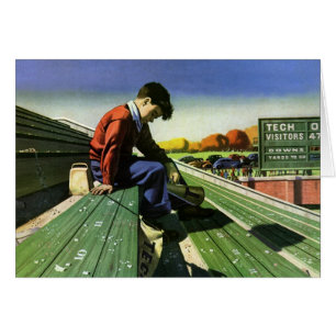 Vintage Sportarten, trauriger Fußballfan mit Megap