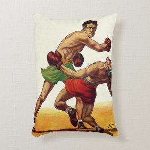 Vintage-Sportboxen, Boxer in einem Kampf Dekokissen