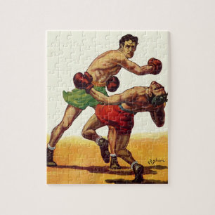 Vintage-Sportboxen, Boxer in einem Kampf Puzzle