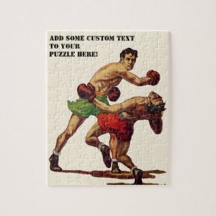Vintage-Sportboxen, Boxer in einem Kampf Puzzle