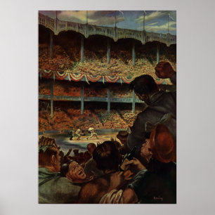 Vintage Sportfans im Baseballstadion Poster