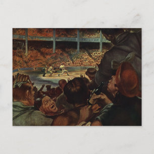 Vintage Sportfans im Baseballstadion Postkarte