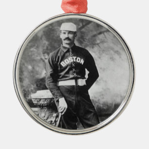 Vintage-Sportfoto, Boston-Baseballspieler Silbernes Ornament