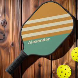 Vintage Sportmoosstreifen mit Namen Pickleball Schläger