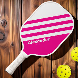 Vintage Sportrosa Lollipop Streifen mit Namen Pickleball Schläger