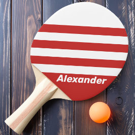 Vintage Sportrotes Streifen mit Namen Tischtennis Schläger