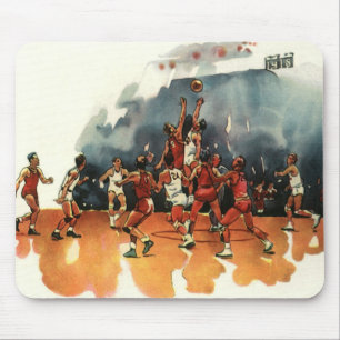 Vintage Sports Basketball‑Spiel, Basketballspieler Mousepad