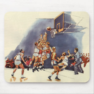 Vintage Sports Basketball, Spieler in einem Spiel Mousepad