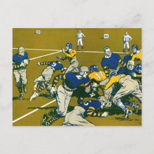 Vintage Sports Football Game, Gold vs. Blue Teams Postkarte