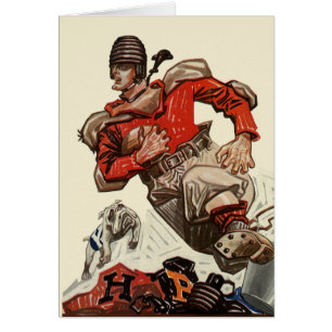 Vintage Sports Football Player and Bulldog Mascot