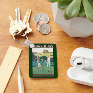 Vintage Sports Golf in Scotland, Golfers Golfing Schlüsselanhänger