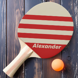 Vintage Sportscrimsonstreifen mit Namen Tischtennis Schläger