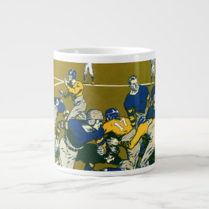 Vintage-Sportsfußballspiel, Gold- gegen Blaue Mann Jumbo-Tasse