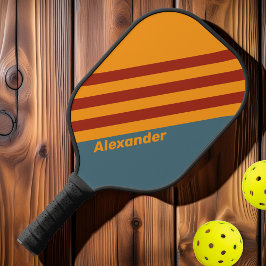 Vintage Sportsonne auf Schieferstreifen mit Namen Pickleball Schläger