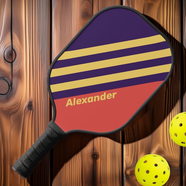 Vintage Sportsurf Sonnenuntergänge mit Namen Pickleball Schläger (Von Creator hochgeladen)