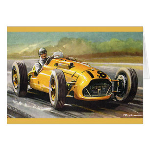 Vintage-Sportwagenrennen, gelber Rennwagen-Rennfah