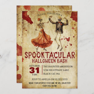 Vintage Spott Skeleton Bloody Halloween-Party Einladung