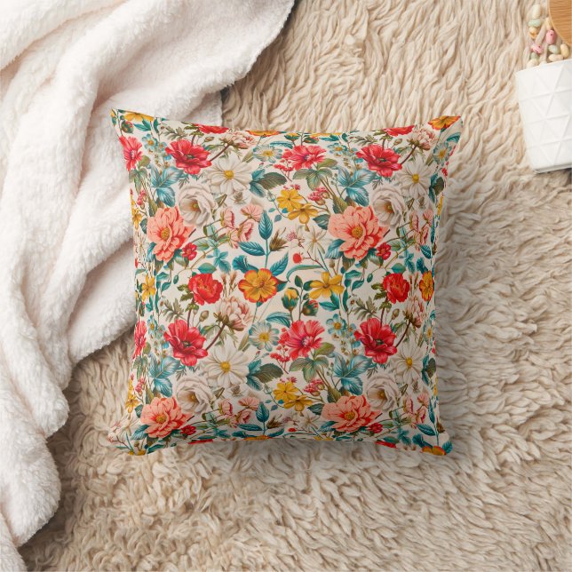Vintage Spring Floral Seamless Pattern Kissen (Decke)