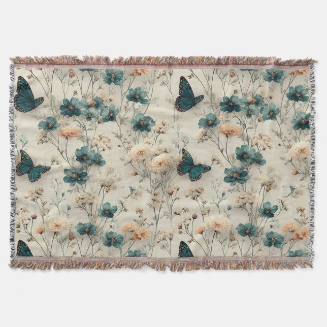 Vintage Spring Flowers and Butterflies Decke (Vorderseite)