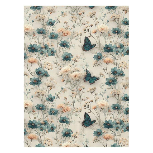 Vintage Spring Flowers and Butterflies Tischdecke (Vorderseite)